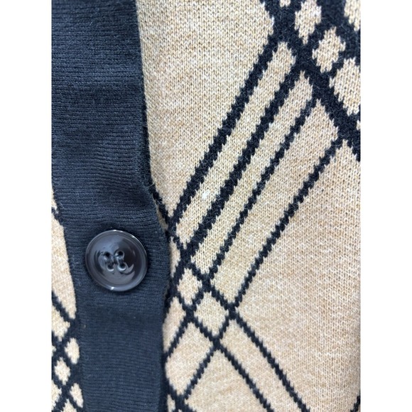 Mercer Street Studio Light Academia Plaid Cardigan Sweater M Tan Black Buttons - Picture 8 of 8